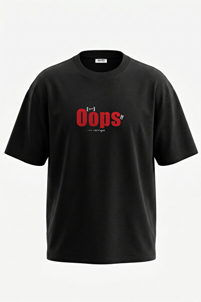 Anetos Oops I Did It Again Tricou oversize negru din bumbac cu imprimeu pe spate