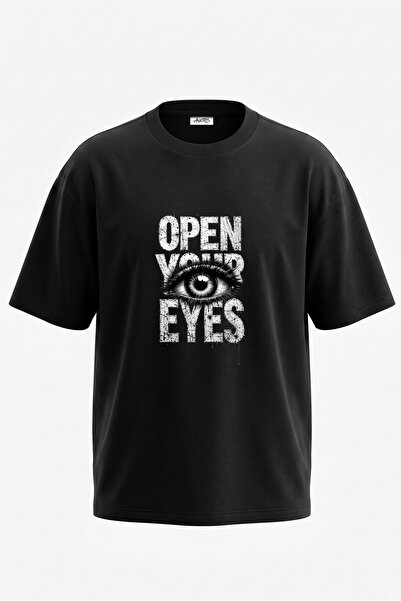 Anetos Goz Graffiti Design, pamučna crna oversize majica sa zadnjim printom