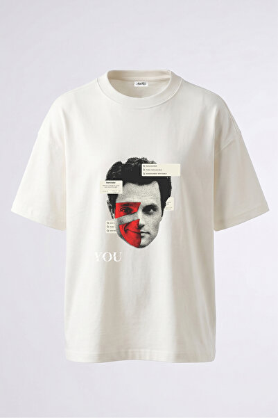 Anetos Tricou supradimensionat alb din bumbac cu imprimeu pe spate Joe Goldbe...