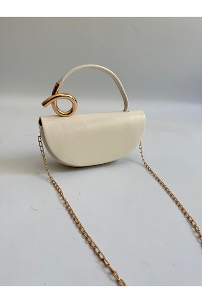 Mia Collection Spain Model Hand and Women's Shoulder Bag Cream