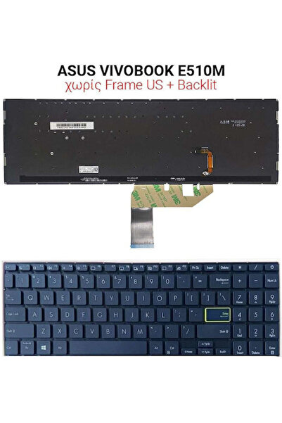 OEM Πληκτρολόγιο φορητού υπολογιστή για VIVOBOOK E510M χωρίς πλαίσιο και αγγλ...
