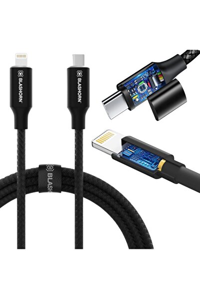 Mardil Cablu USB-C la Lightning ranforsat QC3.0 1.8m Negru, încărcare rapidă,...