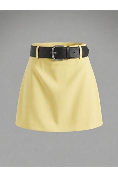 SLAW REZZ Women's Belt Detailed Mini Skirt with Shorts