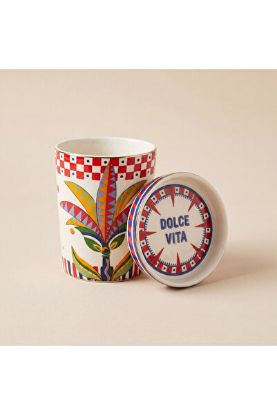 Baci Milano Dolce Vita Palm Kapaklı Kupa 9 cm Porselen