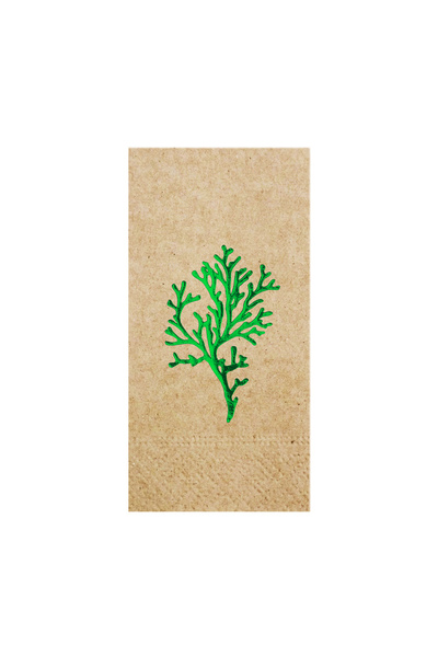 Story 33X33 cm Green Foil Seaweed Marine Patterned 16-Piece 1/8 Fold Kraft Co...