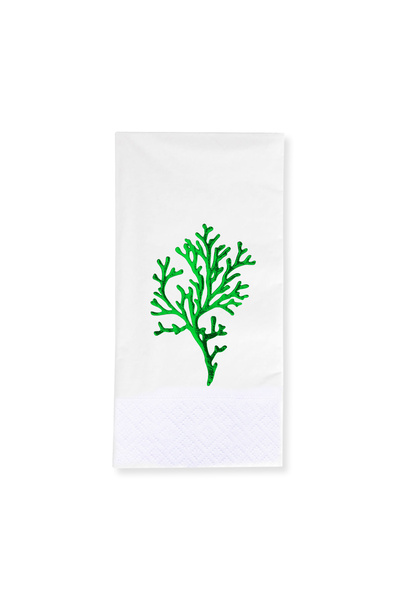 Story 33X33 cm Green Foil Seaweed Marine Patterned 16-Piece 1/8 Fold White Co...