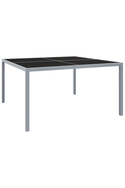 vidaxl Masă de grădină, gri, 130x130x72 cm, oțel și sticlă