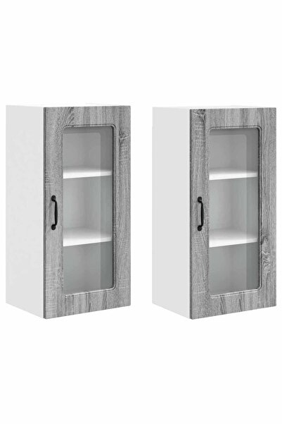 vidaxl Dulap de bucătărie Kalmar 2 pcs Gri Sonoma 40 x 31 x 80 cm