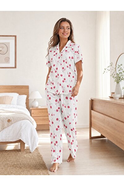 WASMA 95% Cotton Cherry Print Pajama Set