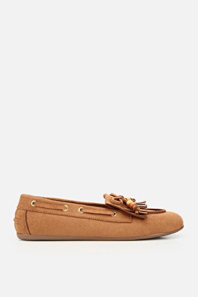 Yaya by Hotiç Kadın Taba Süet Fiyonk Detaylı Bağcıklı Loafer