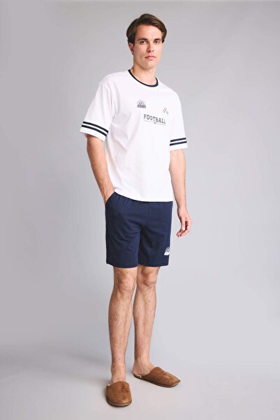 DeFacto Boxy Fit Short Sleeve 2-Piece Navy Blue Set I0845Ax26Hs