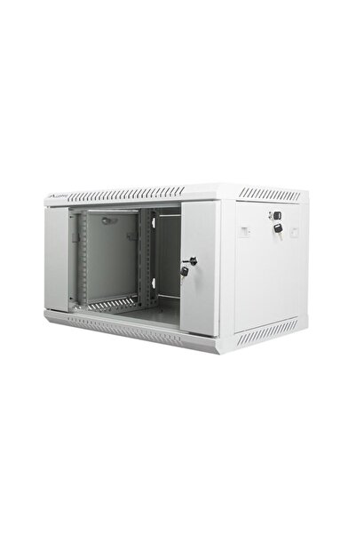 Lanberg 19-инчов 6U стенен рак шкаф 600x450 мм, стъклена врата, сив, V2