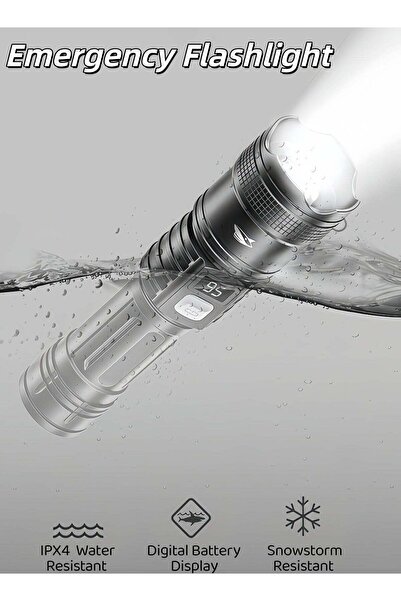 XIUWOO LED Rechargeable Flashlight High Lumens, USB-C, Waterproof, Retractabl...