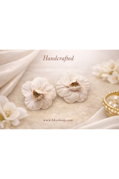OEMS Soft Rose Earring with Delicate Feminine Design - White