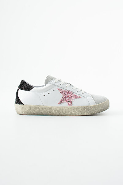 Siena Shoes Gossy Kadın Bağcıklı Sneaker Sim Detaylı Pembe/Beyaz