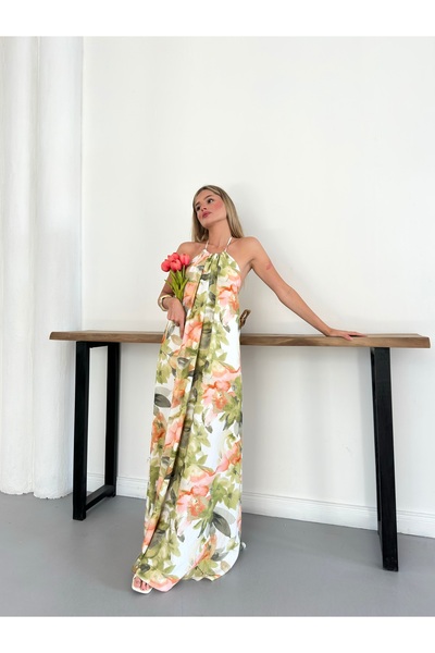 Cistern İstanbul Rochie de vară cu imprimeu colorat și guler halter pentru femei