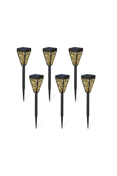 Deliny Set de 6 lămpi solare de grădină cu suport, din metal și plastic, lumi...