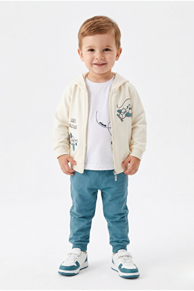 Toontoy Boys' 3-Piece Tracksuit Set Long Sleeve Crew Neck Embroidered T-Shirt...