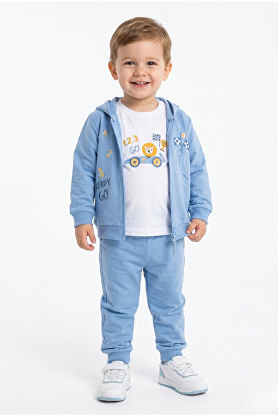 Toontoy Boys' 3-Piece Tracksuit Set Long Sleeve Crew Neck Embroidered T-Shirt...