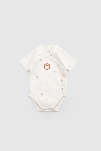 Little Gusto Organic Cotton Short Sleeve Double Breasted Bodysuit White