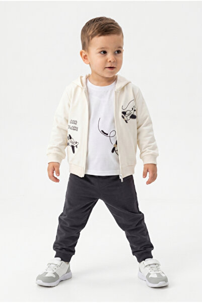 Toontoy Boys' 3-Piece Tracksuit Set Long Sleeve Crew Neck Embroidered T-Shirt...