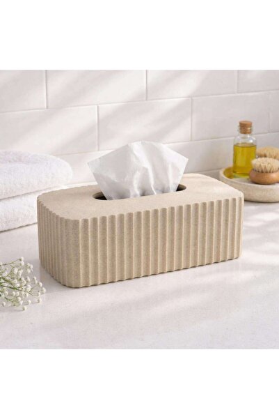 PAN HOME Florence Polyresin Tissue Box Cover 27x15x10cm - Beige