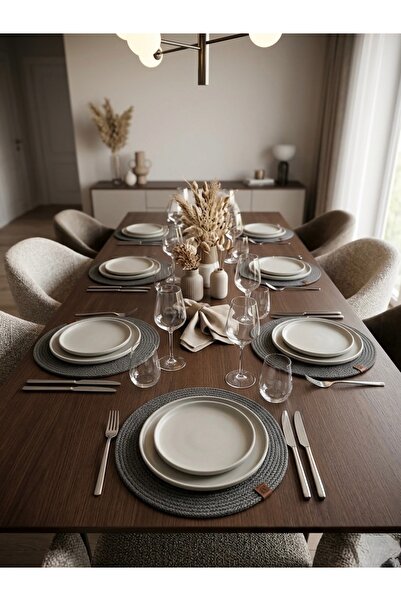 VELLORA HOME Bohemian 6-Piece Anthracite Color Plate Set American Service 32c...
