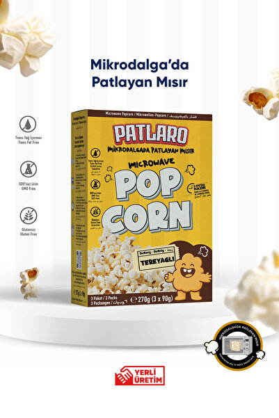 PATLARO Mikrodalgada Patlayan Mısır 1 kutu Terayağ Aromalı (90 gr x 3 paket) ...