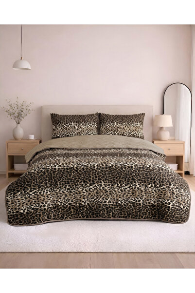 DONATEV Double Cotton Quilted Multi-Purpose Bedspread & Bed Cover / Leopard P...