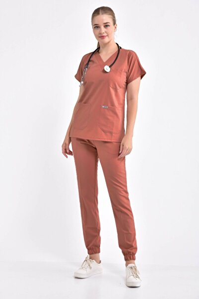 Owlet Medikal Costum chirurgical din Lycra elastic, culoare coral închis