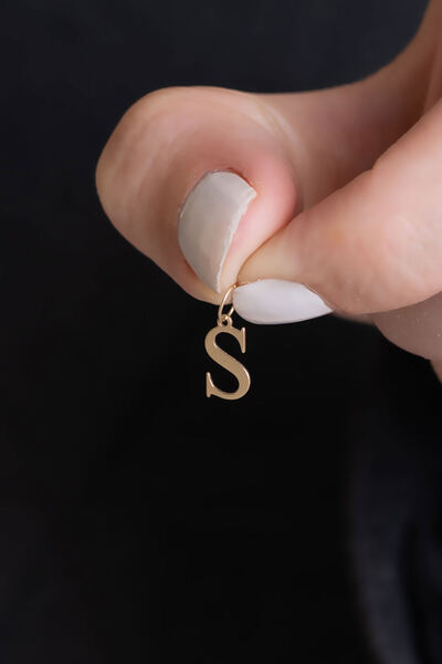 Bayar Gold 14 Ayar Altın S Harfi Plaka Kolye Ucu