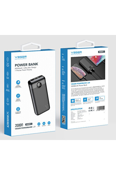 Veger Εξωτερική Μπαταρία USB 20000 MAH/L 20 S W 2039 PD