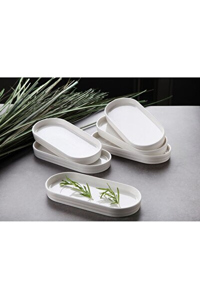 USTAOGLUHOME 6-Piece Porcelain Oval Serving Plate 20cm