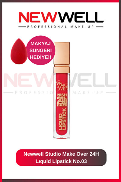 New Well Studio Make Over 24H Matte Lıquid Lipstick No.04 & Makyaj Süngeri He...