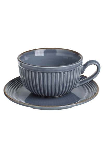 OEM Ceașcă Cafea New Bone 260 ml cu Farfurie, Gri Elegant pentru Espresso Lung