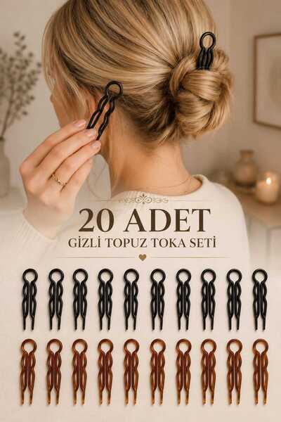 invictus design Kadın Siyah Kahverengi Gizli Topuz Tokası Saç Düzenleyici Saç...