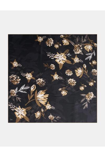 KYR Floral Patterned Scarf Black