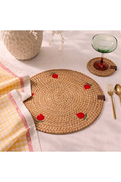 Evidea Soft Nar Nakışlı Supla - Bej - 33x33 cm