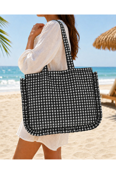 Belomia Home Collection Pötikare Desen Astarlı Plaj Çantası 35x50 cm | İDİL
