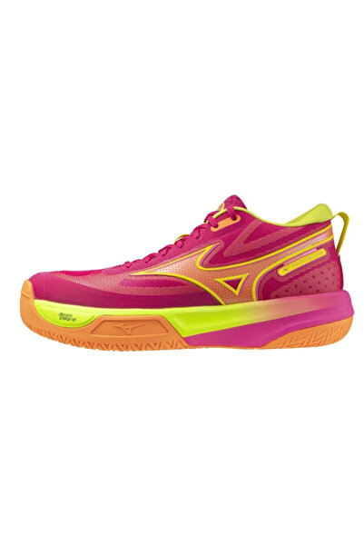 MIZUNO حذاء نيو جامب للكرة الطائرة للجنسين باللون الوردي/الأصفر