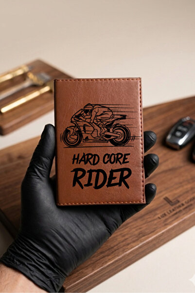 Yalıgraf Reklam Tabela Hard Core Rider Brown Tan Leather Stitched Motor Licen...