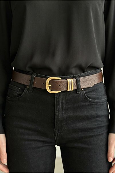Kemerix 100% Genuine Leather Women's 2.8 cm Jean Belt with Buckle, Trouser Belt