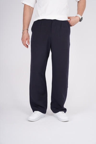 BY İMPALA MODA Men's Muslin Linen Fabric Loose Fit Baggy Trousers with Waist ...