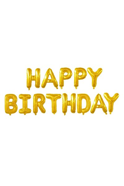 OEM Balon din folie metalică aurie cu literele  "Happy Birthday " 41 x 51 cm