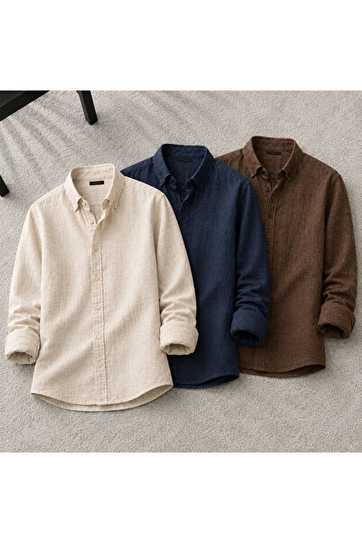 oneoff Men's Sofia Linen Shirts Set of 3 Summer Breathable Comfortable Fit St...