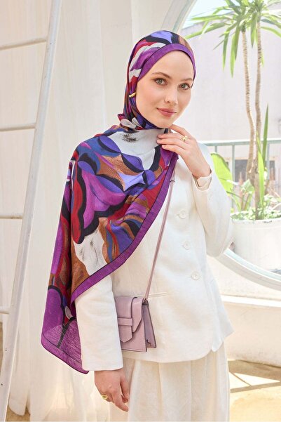 Silk Home Urban Hours Watercolor Eggplant Purple Mayda Shawl