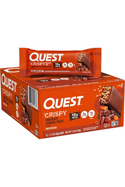 Quest شوكولاتة بالكراميل والبقان المغذية، 12 قطعة