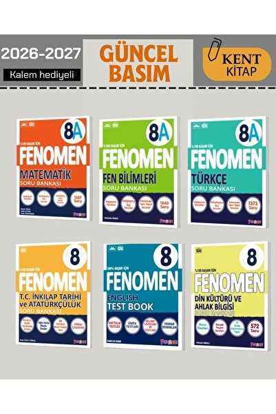 Fenomen Yayıncılık 8. Sınıf Matematik - Fen - Türkçe - İnkılap - Din - English Test A SET Soru Bankaları 2026-2027