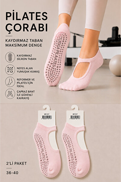 Hobins Sportswear & Company 2 Çift Kaydırmaz Taban Pilates ve Yoga Çorabı Dan...
