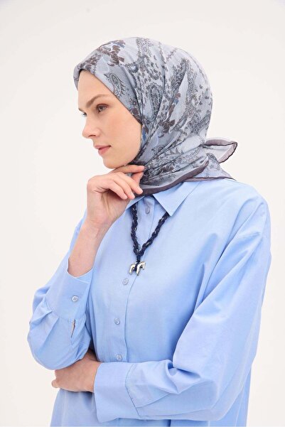 Silk Home Κασκόλ Τένσελ Μονάρε με σχέδιο Σάλι σε Μπλε του Πάγου 90x90